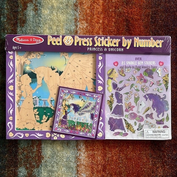 Brand New Melissa & Doug Peel & Press Sticker By Number Princess Unicorn Craft - Picture 1 of 13